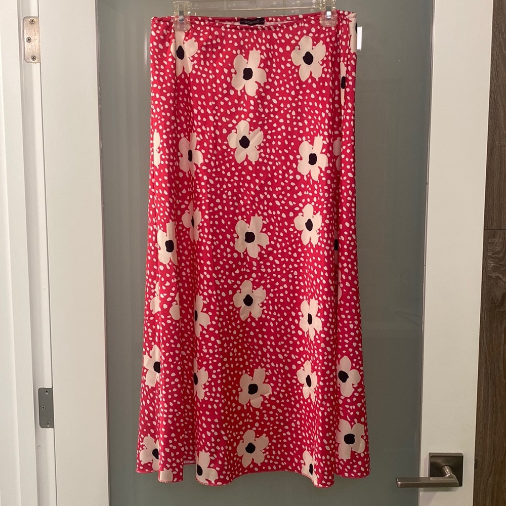 Floral Slip Skirt Bright Pink Barbiecore Sz 12